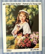 Printed needlepoint tapestry Canvas 30x40 cm Girls Portrait