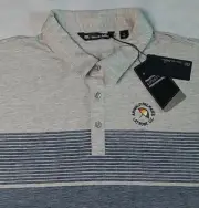 Travis Mathew Polo Shirt Short Sleeve Arnold Palmer Golf Shirt Sz XL Gray Stripe