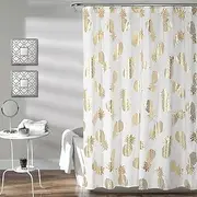 [Lush Decor] Pineapple Toss Shower Curtain, 72" x 72", Gold