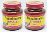 2 Fleischmann's ActiveDry ORIGINAL Yeast for Baking Bread Red 4 oz ea Glass Jar