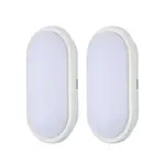 防水LED吸頂燈橢圓形白色15W白色6000K 220V 2PCS IP54防水適用於浴室臥室餐廳客廳