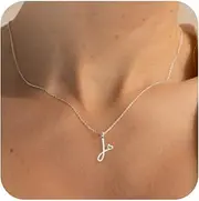 [SELFROSE] Initial Necklaces for Women,Trendy Letter Necklace Silver Plated Dainty Initial Pendant Necklace Simple Name Necklace Personalized Cute Silver Choker Necklace Silver Jewelry Gifts for Women