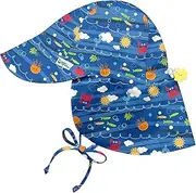 [green sprouts] i play. Flap Sun Protection Hat | UPF 50+ All-Day Sun Protection for Head, Neck, & Eyes, Royal Blue Sea Friends, 2-4 Years