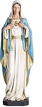 BC Catholic Immaculate Heart of Mary Statue, Blessed Virgin Mary Mother Figure for Altar, Hand Painted Religious Gifts to Mom, 10inches H, Handmade by Buildclassic
