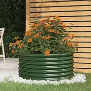 Raised Garden Bed, Elevated Planter Box Plant Container Powder-Coated Steel 80x80x36 cm Green