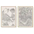 Wall Art 70cmx100cm Line Art Mountain 2 Sets Gold Frame Canvas