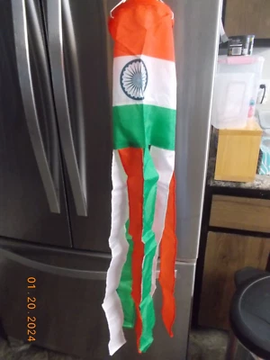 New Indian Flag Wind Sock 42" Hanger to Tip