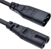 (3ft/1m) C7 to C8 USA with 18/2 SPT-2 Extension Power Cord, IEC 60320 C8 Plug to C7 Receptacle Male to Female Extension Power Supply Main Adapter Cable
