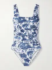 [STAUD] STAUD - Adelaide Paneled Printed Recycled Swimsuit - White - large large White