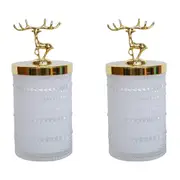 2x LVD Glass Reindeer Trinket Box Storage Home/Room Tabletop Decor 18cm White