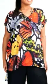 TS TAKING SHAPE plus sz M / 20 Ponderosa Viscose Top butterfly print NWT rrp$150