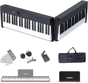 Longeye Foldable Piano Keyboard 88 Key Folding Piano Portable Electric Keyboard Semi Weighted Digital Piano for Beginners with Headphone, Sustain Pedal, Music Rest, Carry Case (Standard Sound)