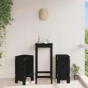 Bar Stools 2 pcs Black 40x36x75 cm Solid Wood Pine,Rustic Pine Wood Bar Stools with Footrests for Patio and Balcony Outdoor Chair