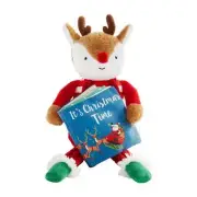Mud Pie Kids REINDEER Plush Toy Soft Cover Fabric Baby Board Book Christmas Set