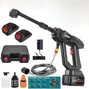 88V Cordless Pressure Washer, 6-in-1 Nozzle, 5m Hose, 2 Batteries with Case, Black (黑色48V)