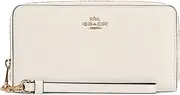 [COACH] Women's Long Zip Around Wallet in Pebbled Leather (Chalk)