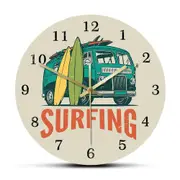 Surfing Time Vintage Car Kombi Camper Van Surfing Wall Clock Summer Travel Van