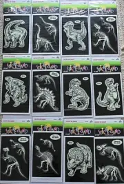 Vintage 12 Different Packets of Glow In The Dark Dinosaur Stickers
