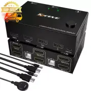 KVM Switch Dual Monitor 2 PC 2 HDMI Out USB 2.0 4K@30Hz Extended Display Share