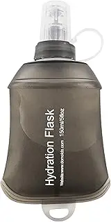 Buite 150ML Soft Flask Running Bottle, Portable TPU Collapsible Soft Water Bottle for Running Vest, Hydration Pack, Traveling, Hiking, Cycling, City Walk（Gray)