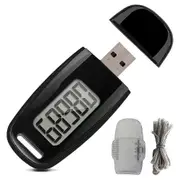 Simple Step Counter,Walking 3D Pedometer with Rechargeable Battery,Accurate Fitness Tracker,Digital Black
