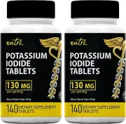 Potassium Iodide Tablets (2 Pack) 130mg - 280 Tablets - Iodine Tablets - Pota...