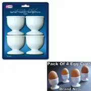 Egg Cups Set 4 PC Poached Hard Boiled Breakfast White Save Kitchen Hot Food New