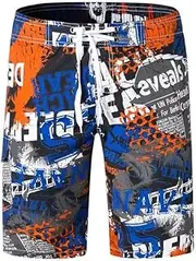 [HEYUAN] Mens Surfing Board Shorts Swimming Trunks Checkered Stripes Pants with Pockets Summer Beach M-6XL