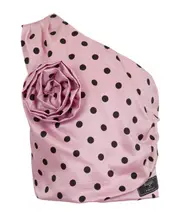 Balmain Kids Floral-Appliqué One-Shoulder Top 14Y,12Y,10Y Pink
