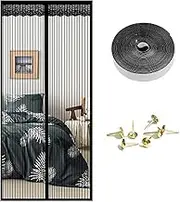 Heavy-Duty Magnetic Mesh Screen Door with Reinforced Closure - Windproof Design, Seamless Installation, Modern Striped Pattern for Home & Patio Access(90 * 210 cm)