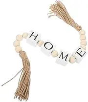 Beads Garland with Tassel Decorative Hanging Beaded Pendant for Tiered Tray Festive Home Decor Safe Wood and Rope Design