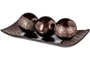 Dublin Brown Decor Tray and Ball Set - Living Room Decor - Entry Table Decor ...