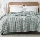 Viscose Bamboo Waffle Blanket Throw 110x150 cm New In Package Light Pea Green