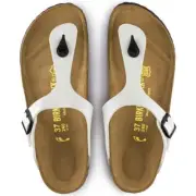 BIRKENSTOCK GIZEH FLIP-FLOPS BIRKOFLOR PATENT WHITE NARROW FIT