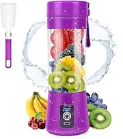Portable Blender, MIAOKE Personal Mini Juice Blender, USB Rechargeable Juicer Cup with Six Blades in 3D, Smoothie Cup for Home/Office/Outdoors (Dark Purple)