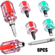 6Pcs Mini Screwdriver Flat Head /Cross-Head/2-in-1 Interchangeable Screwdriver