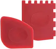 2PCS Cookware Grill Pan Scraper Handheld Skillet Cast Iron Pans Serrated Scraper Cleaners Tools Red