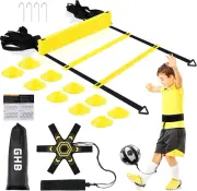 Pro Agility Ladder Soccer Kick Trainer Set 20Ft 12 Rung10 Cones 4 Stakes Speed
