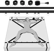 Sex Bondage Restraint Kit BDSM Adult Sex Toys for Couple SM Sex Game,with 2X2 Wrists Ankle Cuffs&Fine Webbing &Spreader Bar &Feather Tickler,Adjustable Bondage Set,No Need to Lift The Mattress