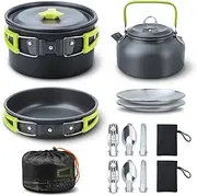 Camping Cooking Set Camping Cookware Set 16pcs Camping Pot pan Set Nesting Camp Cook Set Camping&Hiking cookware Camping Backpacking Pans Set Black