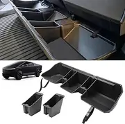 Rear Underseat Concealed Storage Compartment Compatible with Tesla Cybertruck Accessories, Second Row Underseat Large Capacity Organizer [Interior Accessories], Black