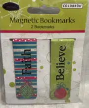 2 Magnetic Bookmarks Christian 2 Pc Faith Believe Colorful Inspirational New
