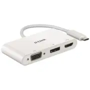 D-Link 3-in-1 Adapter, Type USB-C to HDMI/VGA/DisplayPort, DUB-V310 3, White