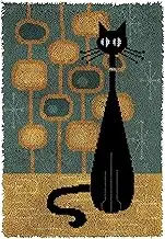 Latch Hook Rug Kit for Adults DIY Crochet Yarn Kits with Color Printed Canvas Black Cat Pattern Rug Making Craft Embroidery Tapestry Set Home Decor Festival Gift 20.5''X14''