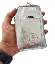 Genuine Leather Cigarette Case with Lighter Pouch SILVER color by Leatherboss