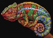 Awesocrafts Cross Stitch Stamped Kits Chameleon Easy Patterns Cross Stitching Embroidery Needlework Kit Supplies 14CT 2 Strands (Chameleon)