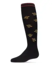 Striped Bee Cotton Blend Knee High Sock