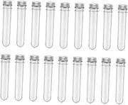 HEALEEP Small Sample Bottle Set 18pcs 40ml Plastic Test Tube Bottles Cylindrical Storage Container for Handicrafts