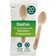 BioPak Wooden Teaspoons 20 pack