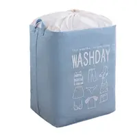 在飛比找蝦皮商城優惠-大容量棉麻收納束口洗衣籃100L(藍色)[大買家]